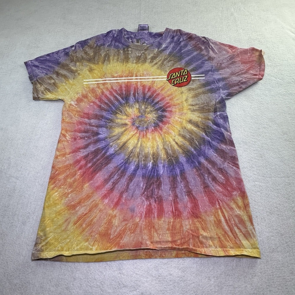 Santa Cruz Skateboards Tie Dye Multi Color Short Sleeve Size Medium